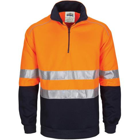 M HI VIS D/N HOOPED 1/2 ZIP ORANGE/NAVY JUMPER