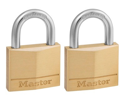 2PK KEYED ALIKE - 40MM DIAMOND BRASS PADLOCK W/STEEL SHACKLE