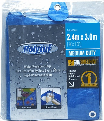 2.4X3M BLUE MEDIUM DUTY POLY TARP