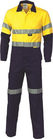 112R TAPED TWO TONE HIVIS CD YELLOW/NAVY COVERALL
