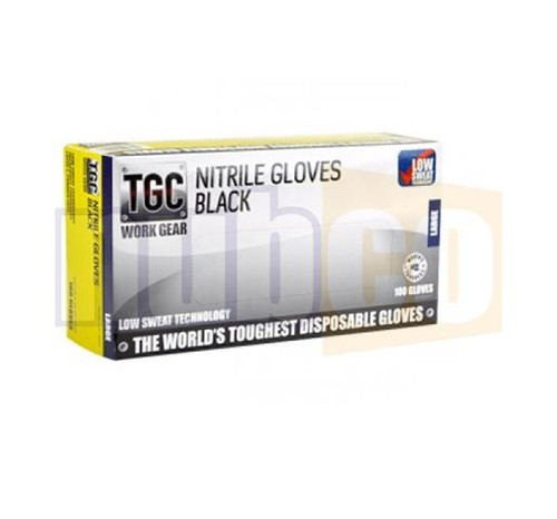 M 100/BOX BLACK NITRILE LOW SWEAT DISPOSABLE GLOVES