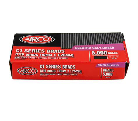 19MMX1.25MM C1 SERIES Z/P BRADS 5000PK