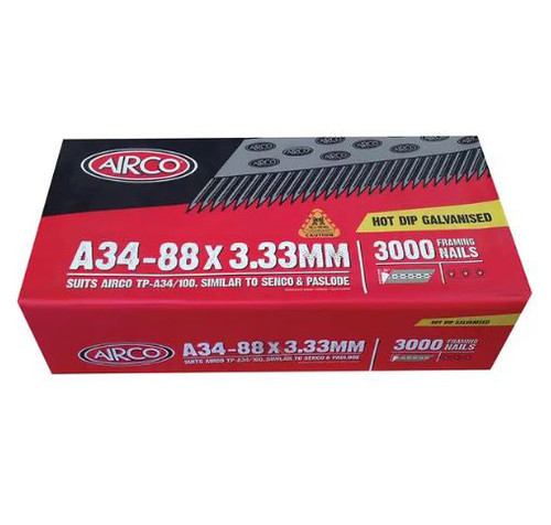 88X3.30MM A34 SERIES GALV FRAMING NAILS 3000PK