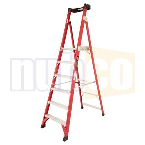 1.7M 6 STEP 150KG INDUSTRIAL FIBREGLASS PLATFORM LADDER