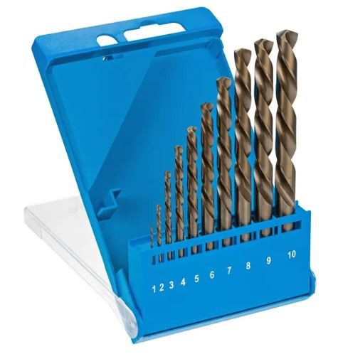 10PC 1-10MM METRIC HSS-COBALT LEFT-HAND JOBBER DRILL BIT SET