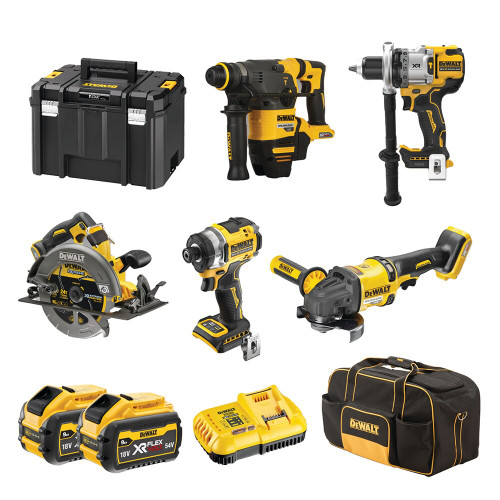 18V/54V XR 5PCE COMBO KIT - 2X 9.0AH BATT, CHAGR, BAG & CASE