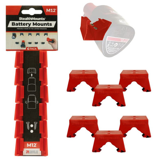 BATTERY MOUNT FOR MILWAUKEE M12 12V 6PK