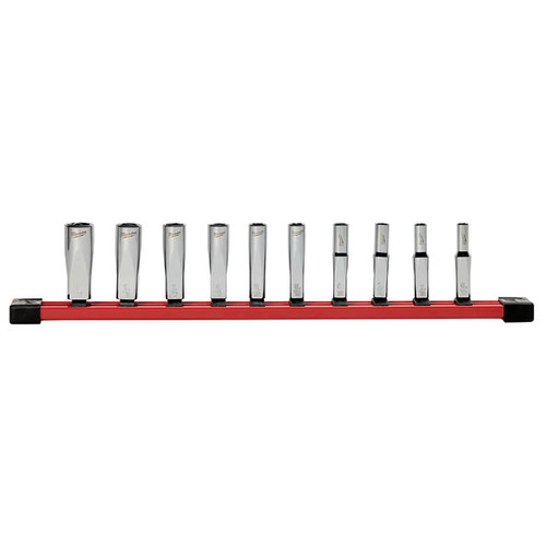 10PCE 1/4\" DRIVE DEEP SAE SOCKET SET WITH STORAGE RAIL