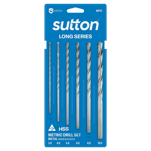 6PCE 3-10MM METRIC HSS-BLUE LONG-SERIES DRILL BIT SET