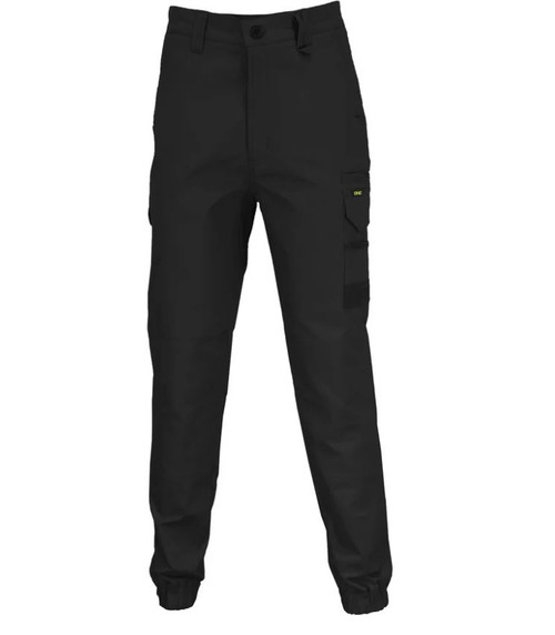 112S BLACK ELASTIC CUFFED SLIMFLEX CARGO PANT