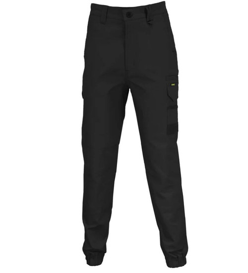 102S BLACK ELASTIC CUFFED SLIMFLEX CARGO PANT