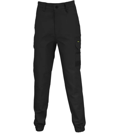 107S BLACK ELASTIC CUFFED SLIMFLEX CARGO PANT