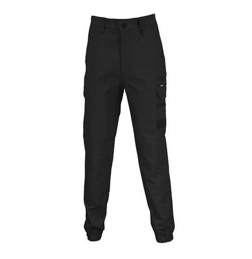 107R BLACK ELASTIC CUFFED SLIMFLEX CARGO PANT