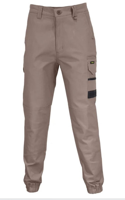 127S KHAKI ELASTIC CUFFED SLIMFLEX CARGO PANT