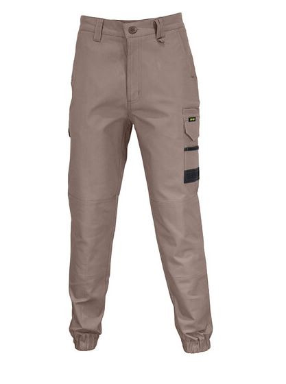 107S KHAKI ELASTIC CUFFED SLIMFLEX CARGO PANT