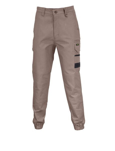 122S KHAKI ELASTIC CUFFED SLIMFLEX CARGO PANT