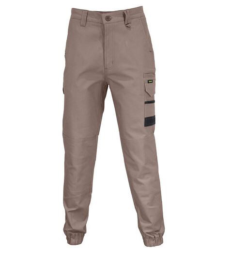 102S KHAKI ELASTIC CUFFED SLIMFLEX CARGO PANT