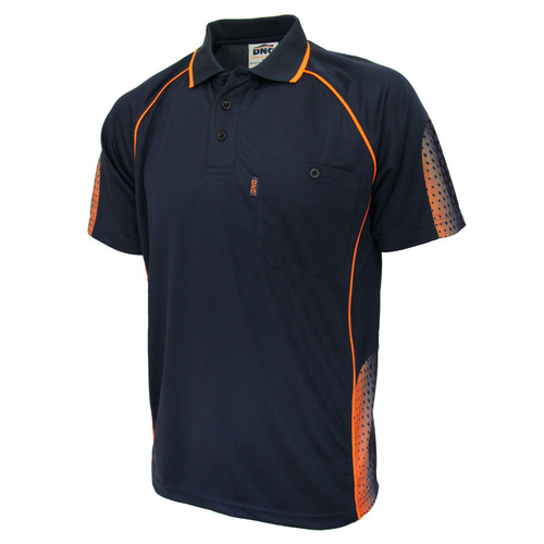 6XL NAVY/ORANGE GALAXY SUBLIMATED POLO