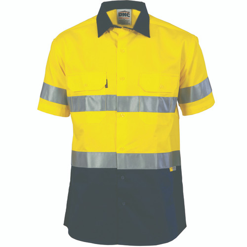5XL Y/N H-VIS TWO TONE REFLECTIVE TAPED COTTON SHIRT