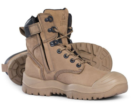 SIZE 9.5 STONE ZIP SIDE HIGH ANKLE SAFETY BOOT