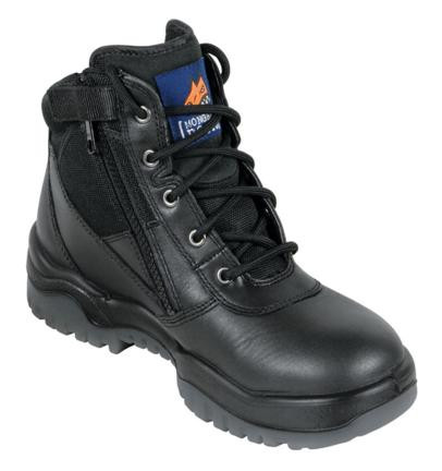 SIZE 6.5 LACE/ZIP UP STEEL TOE BOOT BLACK