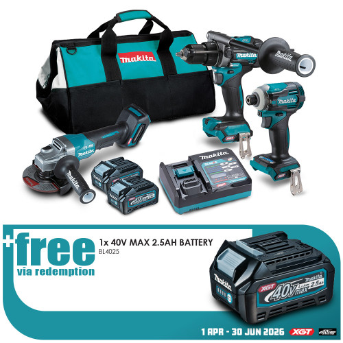 40V MAX XGT BRUSHLESS 3PCE COMBO KIT - 2X4.0BATT & CHRG