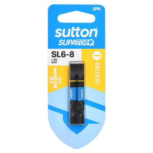 2PK SL6-8 X 50MM SLOTTED SUPATORQ DRIVER BIT