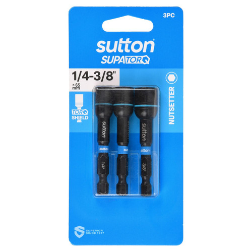 3PC 1/4 5/16 3/8 X 65MM SUPATORQ MAGNETIC NUTSETTER BIT SET