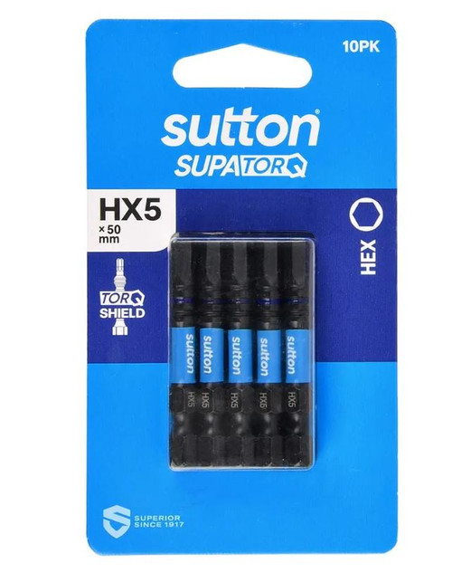 10PK HX5 X 50MM HEX SUPATORQ DRIVER BIT