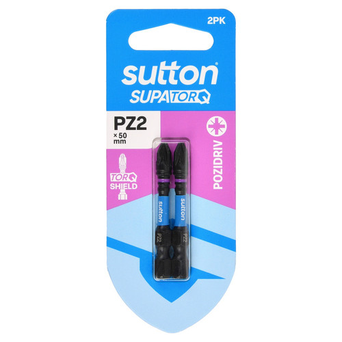 2PK PZ2 X 50MM POZIDRIV SUPATORQ DRIVER BIT
