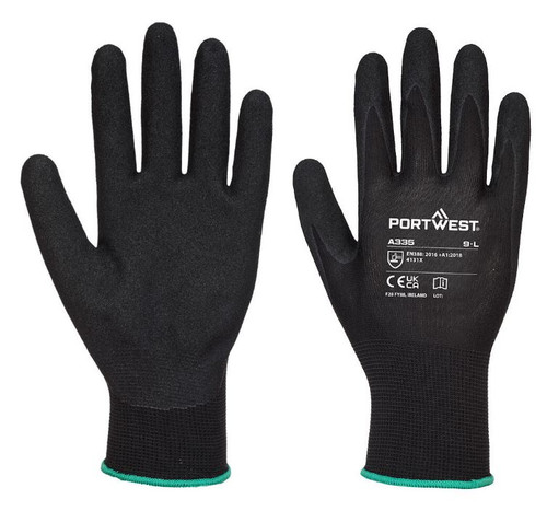 2XL BLACK A335 DERMI-GRIP NITRILE SANDY GLOVES