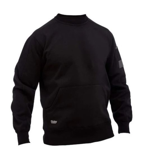 5XL BLACK WORK FLEECE CREW NECK JUMPER.
