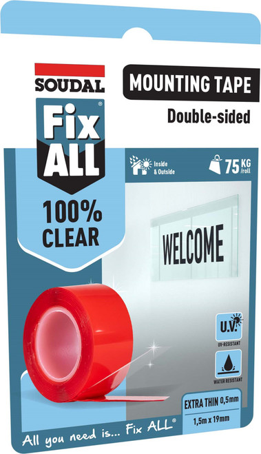 19MM TRANSPARENT FIX ALL MOUNTING TAPE