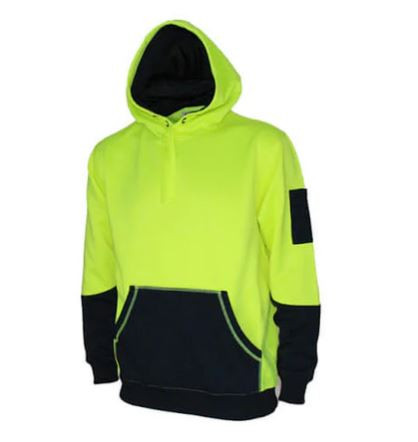 3XL YELLOW/NAVY HIVIS 2 TONE SUPER FLEECY HOODIE
