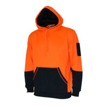 M ORANGE/NAVY HIVIS 2 TONE SUPER FLEECY HOODIE