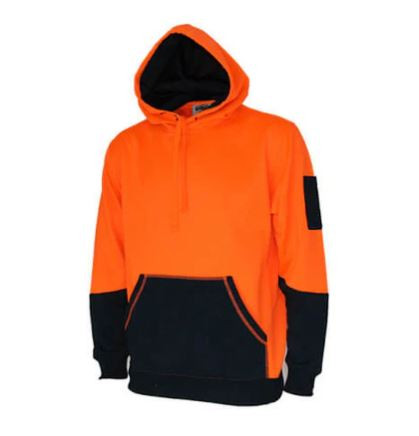 XL ORANGE/NAVY HIVIS 2 TONE SUPER FLEECY HOODIE