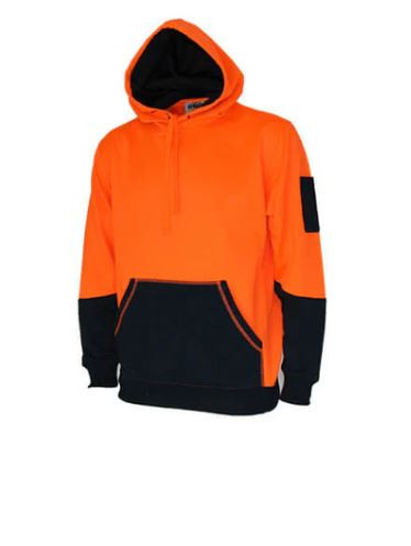 2XL ORANGE/NAVY HIVIS 2 TONE SUPER FLEECY HOODIE