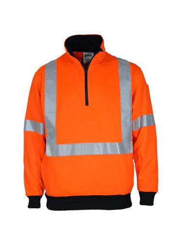 SML HI-VIS ORANGE 1/2 ZIP X BACK TAPED FLEECY JUMPER