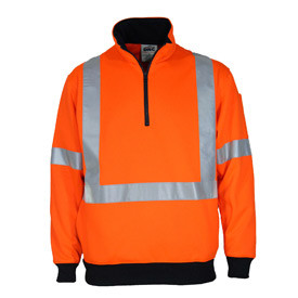 MED HI-VIS ORANGE 1/2 ZIP X BACK TAPED FLEECY JUMPER