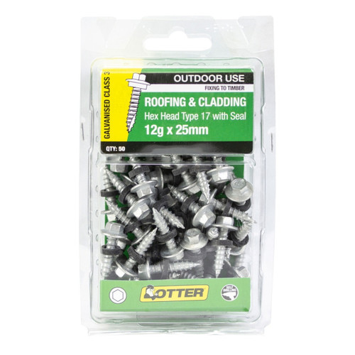 10GX16MM GALV TIMBER SCREW WITH SEAL PLAIN - 50PK