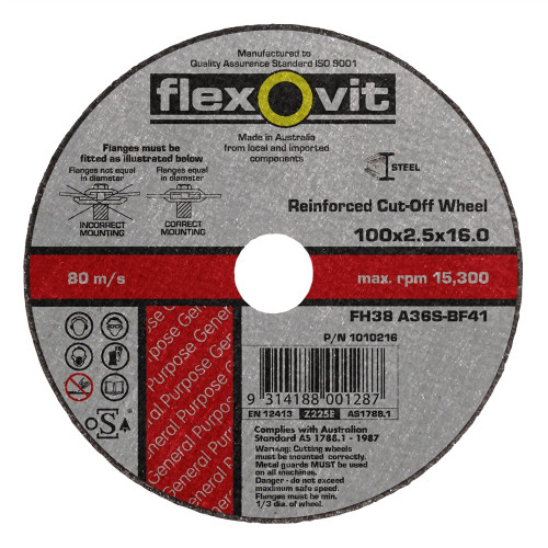 100X2.5X16MM (100MM) FH38 METAL CUT OFF WHEEL