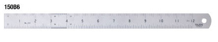 150MM MET&IMP  STAINLESS STEEL RULE D/SIDED ROUNDED END