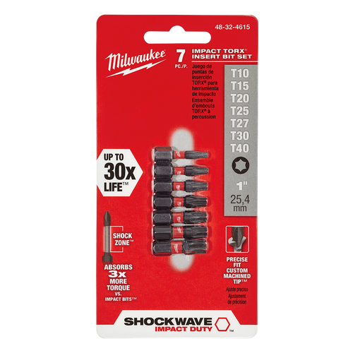 7PCE 25MM IMPACT TORX DRIVER BIT SET