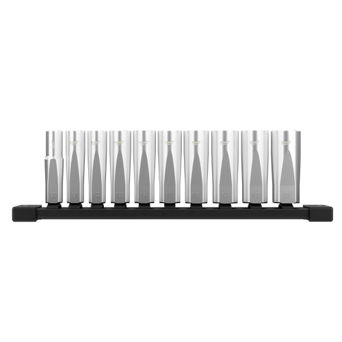 10PCE 3/8\" DRIVE DEEP METRIC SOCKET SET ON RAIL
