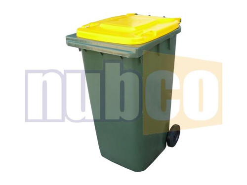 240LTR GREEN WHEELIE BIN YELLOW LID