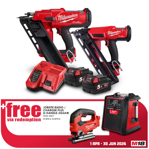 18V FUEL A34 FRAMING/DA FINISH NAILER KIT 2X5AH,CHRG,BAG
