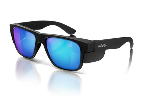 FUSIONS SAFETY GLASSES MATTE BLACK FRAME / BLUE POLARISED