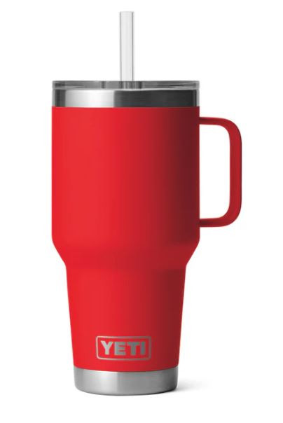 1LTR 35OZ RAMBLER INSULATED STRAW MUG-RESCUE RED