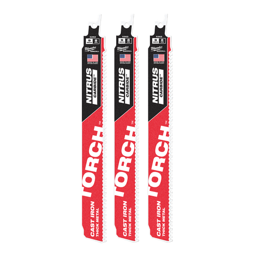  3PK 230MM (9\") 7TPI TORCH NITRUS CARBIDE RECIPRO BLADE