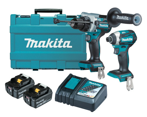 18V 2PCE B/LESS HAM DRILL,IMP DRIVER,2X5.0AH BATT,CHAR,CASE